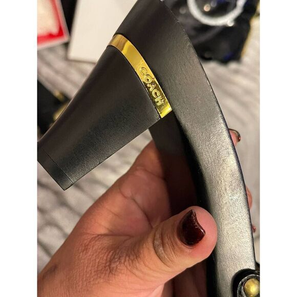 Coach abella slides/shoes/heels sz 10 black/gold - Picture 9 of 9